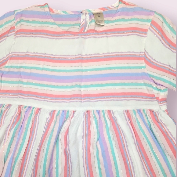 Carter's Girls Stripe Pink Purple Top Size 14 - Picture 2 of 4